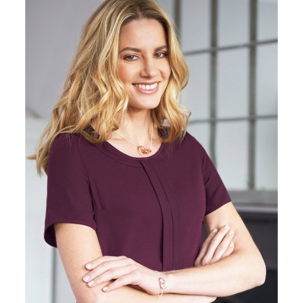 Brook Taverner Women's Verona crêpe de chine short sleeve blouse