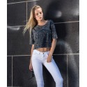 Build Your Brand Women's acid washed cropped tee