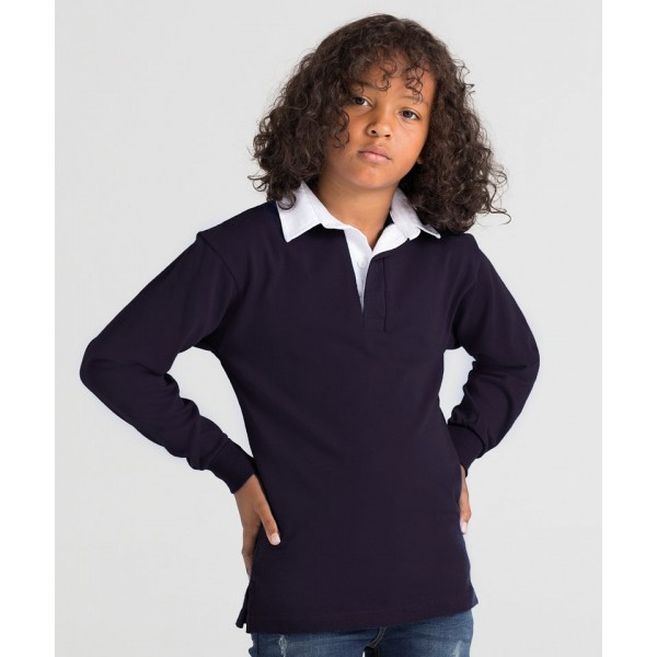 Front Row Kids long sleeve plain rugby shirt