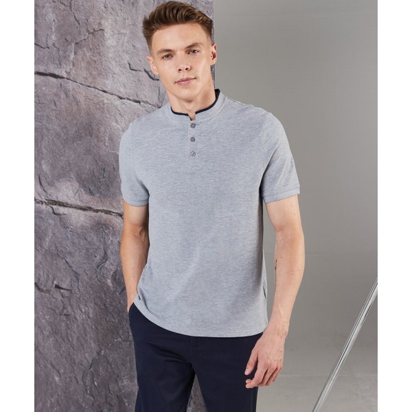Front Row Stand collar stretch polo shirt