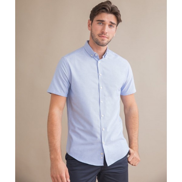 Henbury Modern short sleeve Oxford shirt