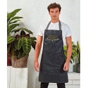Premier District waxed-look denim bib apron