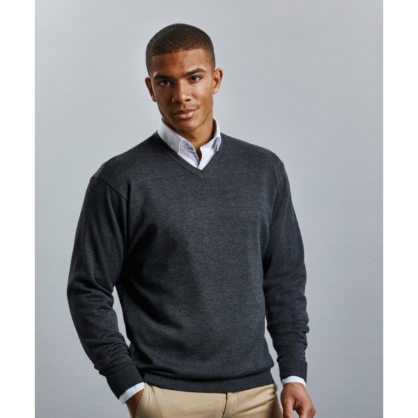 Russell Collection V-neck knitted sweater