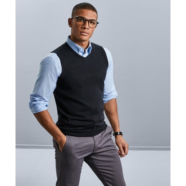 Russell Collection V-neck sleeveless knitted sweater