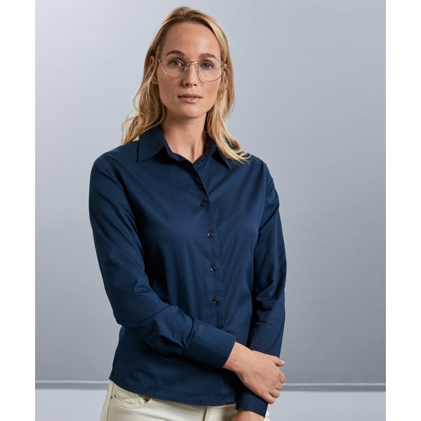 Russell Collection Women's long sleeve classic twill shirt