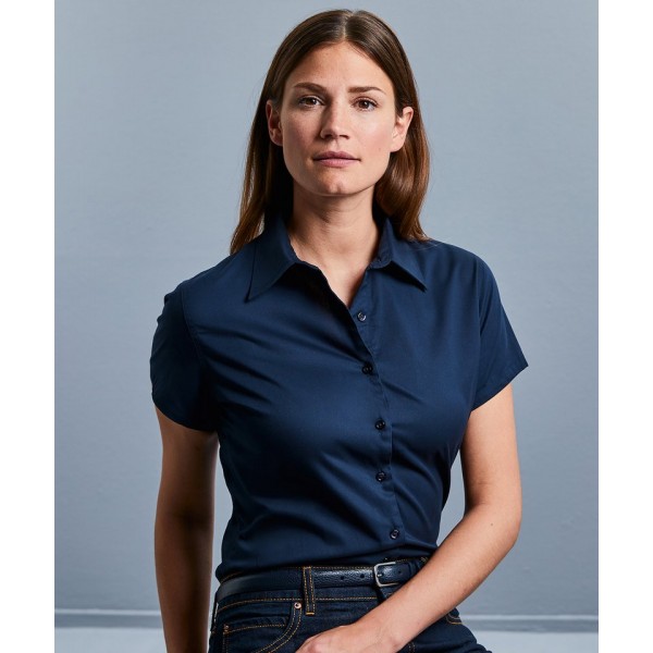 Russell Collection Women's short sleeve classic twill shirt