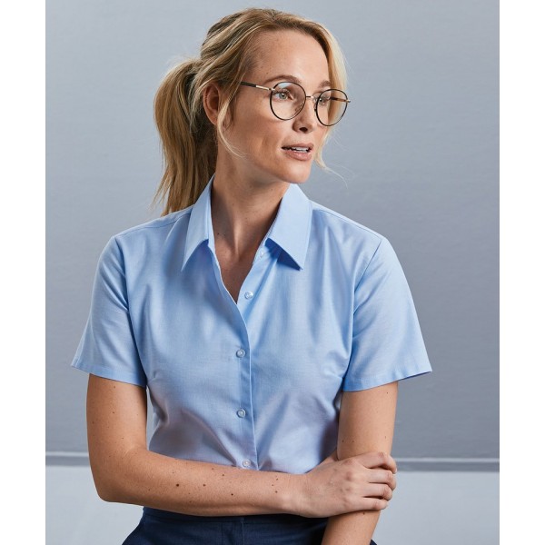 Russell Collection Women's short sleeve Oxford shirt