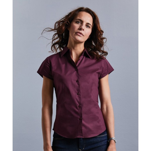 Russell Collection Women's short sleeve easycare fitted stretch shirt