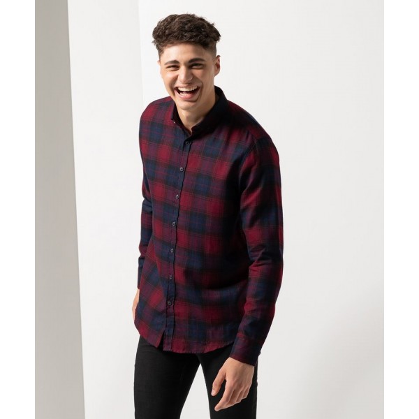 SF Brushed check casual shirt with button-down collar
