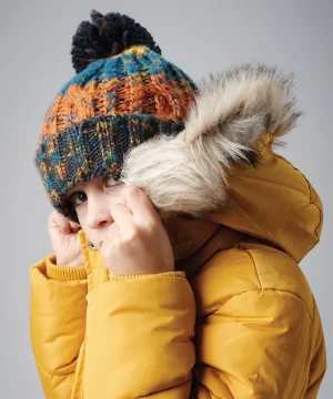 Beechfield Junior Corkscrew Pom Pom Beanie
