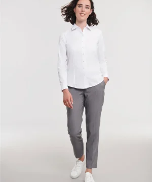 Russell Collection Ladies' L/Sleeve Herringbone Shirt
