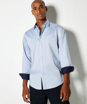 Kustom Kit Tailored Fit L/S Premium Contrast Oxford