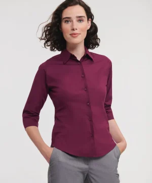 Russell Collection Ladies' 3/4 Sleeve Fitted Stretch Shirt