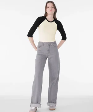 Bella Women's Micro Rib 3/4 Raglan Tee