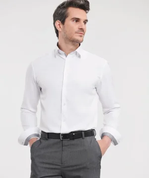 Russell Collection Men's L/S Herringbone Shirt