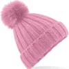 Beechfield Verbier Faux Fur Pop Pom Chunky Beanie