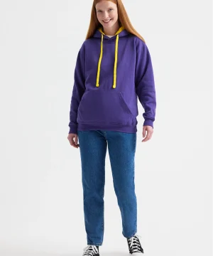 Alternative view of Uneek Contrast Hooded Sweatshirt