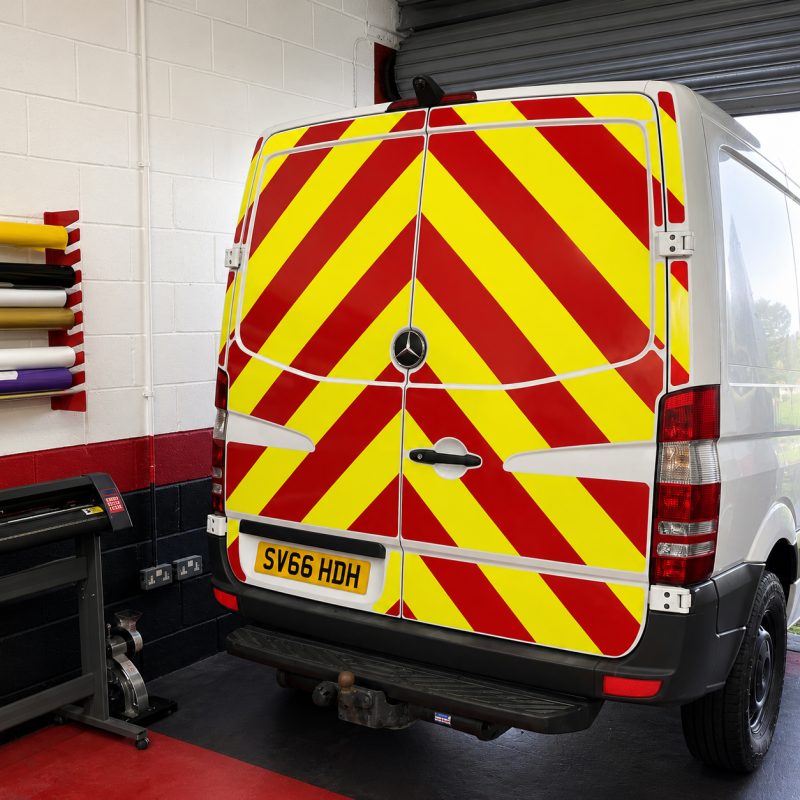Reflective vehicle chevrons for an excavation company in Wooler by Custom Xpress